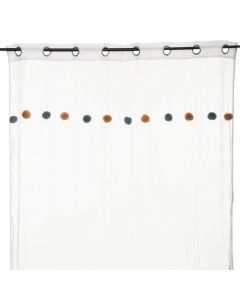 Curtains for children's room, white with pompom, 240x140x5.20 cm, 1 piece