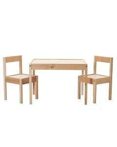Table+chair set for children, wood+mdf, natural, table: 48.5x63x45 cm, chair: 28x28x50 cm,