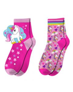 Socks for children, Unicorn, cotton, pink, 2 pairs