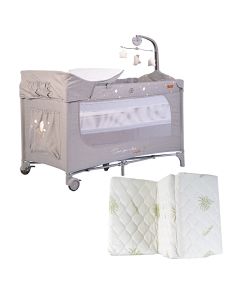 Set krevat portativ 125x62x73 cm + dyshek i pakosshem 120x60x5 cm, mikse, 2 pjesë