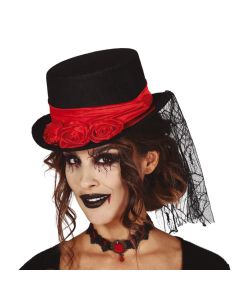 Kapele vampiri, halloween, tyl dhe poliestër, e zezë dhe e kuqe, 1 copë