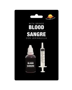 Artificial blood and syringe, for halloween, plastic, 30 ml, 1 piece