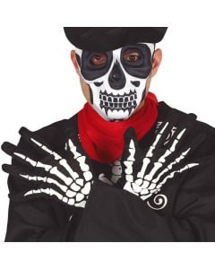 Doreza për halloween, skeleton, poliestë, e zezë dhe e bardhë, 25 cm, 1 palë
