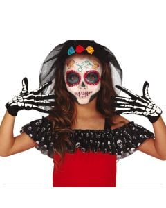 Doreza skeleton, për fëmijë, për halloween, 22 cm, e zezë dhe e bardhë, 1 palë