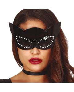 Maskë për halloween, black cat, plastike, e zezë, 1 copë