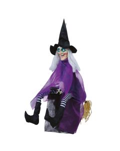 Dekoruese me varje për halloween, shtrigë, me zë, drita, lëvizje, plastike, 90 cm, 1 copë