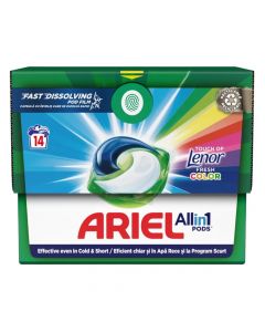 Detergent in capsule form, Ariel, Color, All in 1, Touch of Lenor, 14 capsules, 1 pack