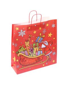 Packaging bag, christmas, cardboard, red, 46x16x49 cm, 1 piece