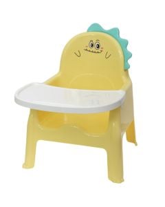 Children's chair with food tray, plastic, yellow, 1 piece