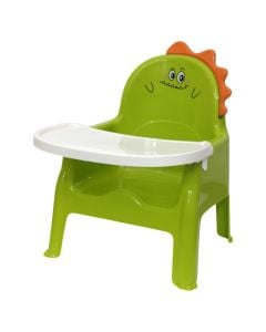 Children's chair with food tray, plastic, green, 1 piece