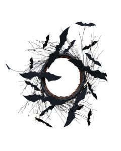 Decorative wreath, halloween, bat, 30 cm, 1 piece