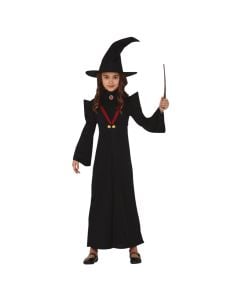 Halloween costume for girls, Wizard, Magician, 5-6 years, polyester, black, 1 piece