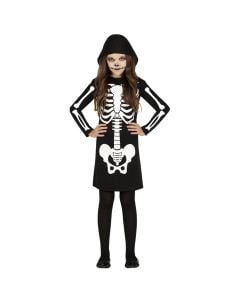 Halloween costume for girls, Skeleton, 7-9 years, polyester, 1 piece