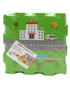 Tapet puzzle për fëmijë, dizenjo qyteti, jeshile, 30x30 cm, 1 pako