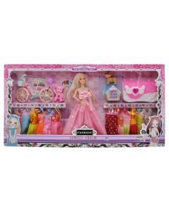 Lodër për fëmijë, kukull, Fashion lovely girls, me veshje dhe aksesorë, 33x6x62 cm, mikse, 1 copë