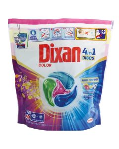 Detergjent kapsulë për rrobat, Dixan, Color, 4 në 1, 40 kapsula, 1 pako