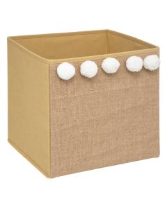Children's organizer box, jute pompoms, 29x29x29 cm, 1 piece