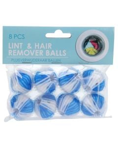 Dryer balls, lint and fluff remover, blue, 8 pieces, 1 pack