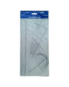 Ruler set, Combo, plastic, transparent, 4 pieces, 1 pack