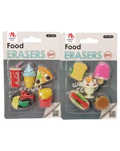 Rubber set, Math, Food, 4 pieces, 1 pack