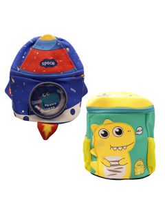 Kindergarden bag, Astronaut/Dragon, mixed, red/blue/yellow, 1 piece