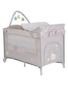 Krevat portativ për fëmijë, Sleepy, gri, 2 nivele, 120x60x77cm, 1 copë