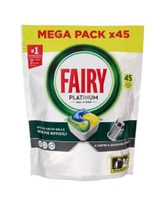 Capsule detergent for dishwashers, Fairy, Platinum, Lemon, All in One, 45 capsules, 1 piece