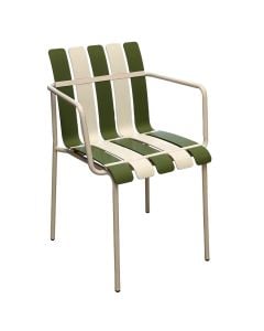 Outdoor chair, Veraline, metal structure, plastic seat, green blue with white, 63x52x77 cm