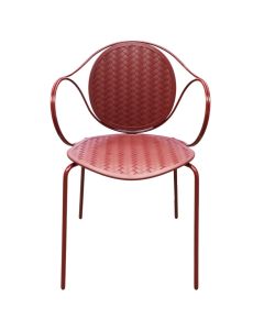 Outdoor chair, Nora, metal structure, PP seat, red color, L53xW50.5xH79.5 cm