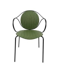 Outdoor chair, Nora, metal structure, PP seat, green color, L53xW50.5xH79.5 cm