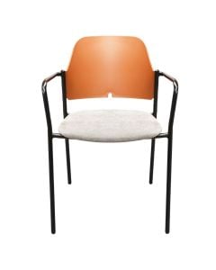 Outdoor chair, Heda, metal structure, PP+textile seat, caramel/grey color, L55.5xW55xH80.5