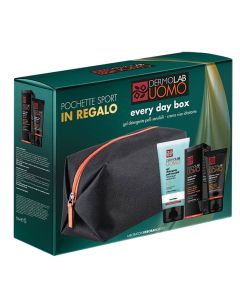 Men's facial care set, Dermolab, Everyday Box, moisturizing cream + cleansing gel for sensitive skin + bag