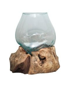 Decorative aquarium, tropical wood Tek + glass, natural color, 22*18*15H