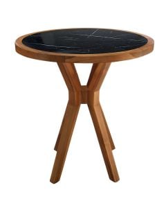 Wooden table, Manila, tropical wood Tek + HPL, natural color, DIA 70*75H