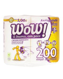 Letër kuzhine, WOW, 2 rolls, 2 fletë, 200 prerje, 1 pako