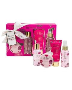 Shower set, IDC Institute, Secret Stories, Shower gel 100 ml, Body spray 100 ml, Body lotion 100 ml, Bath bomb 40 gr, 1 piece
