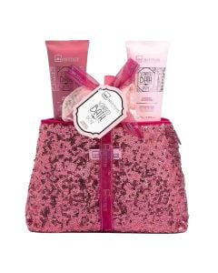Shower set, IDC Institute, shower gel 80 ml, body lotion 80 ml, bag, 1 piece