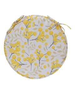 Chair seat, polyester, with floral motifs, dia39.00-H4.00cm