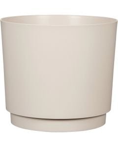 Circular flower vase, D 13 cm, plastic material, light beige color