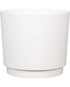 Circular flower vase, D 13 cm, plastic material, white