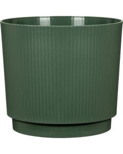Circular flower vase, D 13 cm, plastic material, green