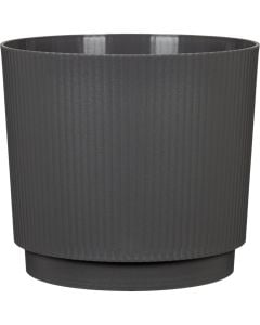 Circular flower vase, D 13 cm, plastic material, black