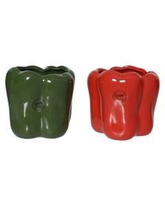 Pepper-shaped vase, dolomite material, red and green color, L.12cm x W.12cm x H.12cm
