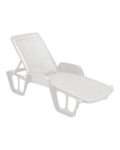 Shezlong plastik,71 x 192 x 100 cm , ngjyre e bardhe