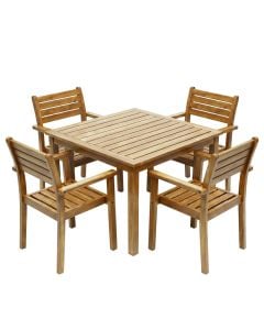 Set tavoline + karrige, dru tropikal Acacia, karrige 59x55xH86 cm, tavoline 75x63xH74 cm, ngjyre dru natyral
