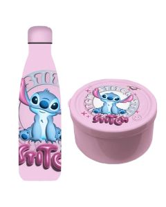 Thermal bottle + snack box, Stitch, pink, 500 ml + 130 ml, 1 piece