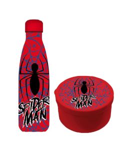 Thermos bottle + snack box, Spiderman, red, 500 ml + 130 ml, 1 piece