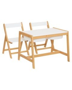 Set of 1 table + 2 chairs, MDF, white, 50x47x63.5 cm, 1 piece