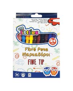 Colored fibre pens for children, The Littlies, plastic, 13.5x18.7x1 cm, miscellaneous, 24 pieces