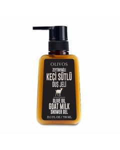 Shower gel, with olive oil and goat milk, Olivos, 450 ml, black and orange, 1 piece